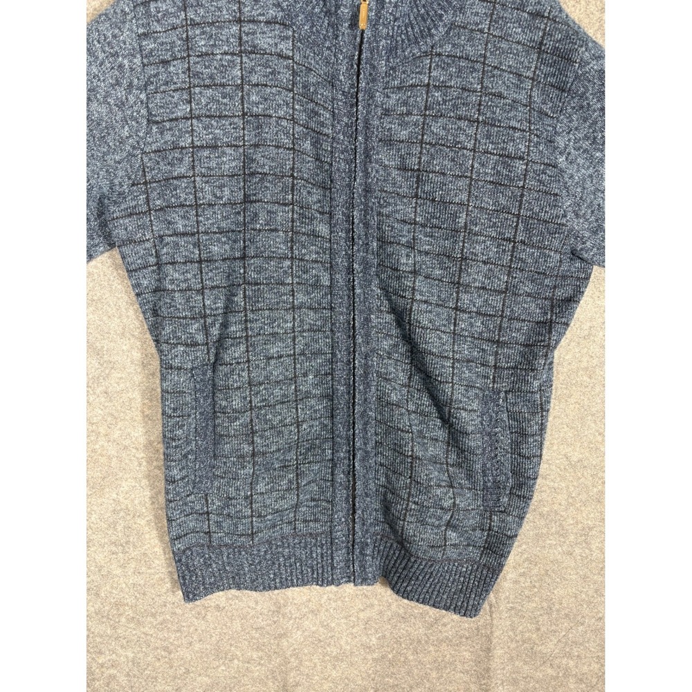 Gioberti‎ Men's Blue Plaid Full Zip Knit Sweater Jacket Size Large - Picture 2 of 10